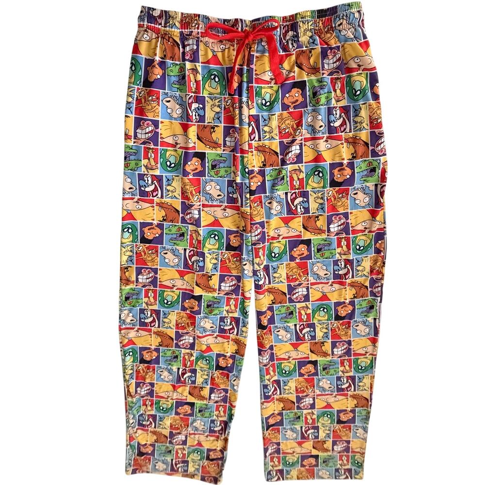 Nickelodeon Pajama Pants 90s Characters Mens Size 2XL Lounge Colorful Pockets